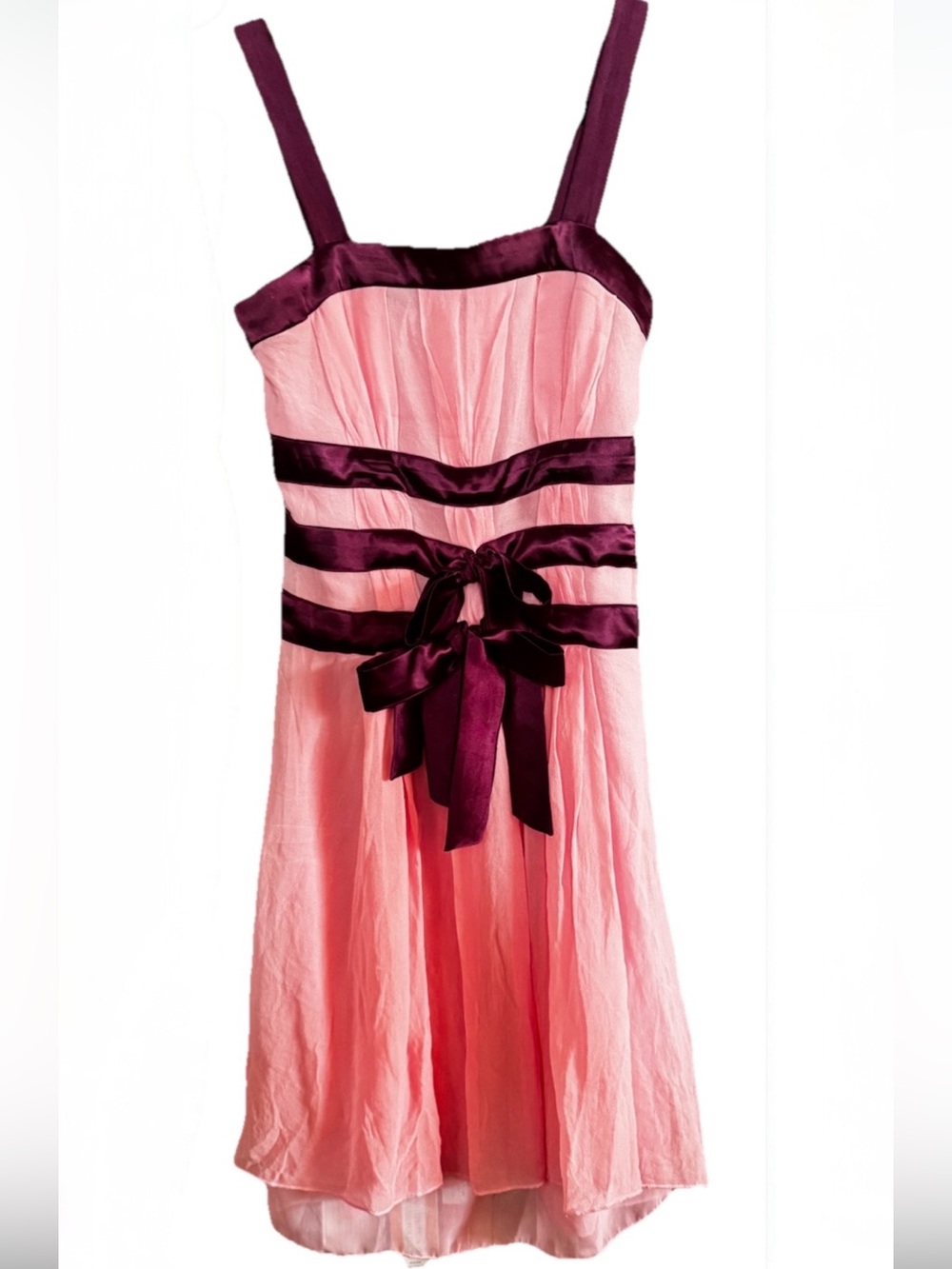 Rebecca Taylor Elegant  pink base with purple accent Y2K romantic silk dress
